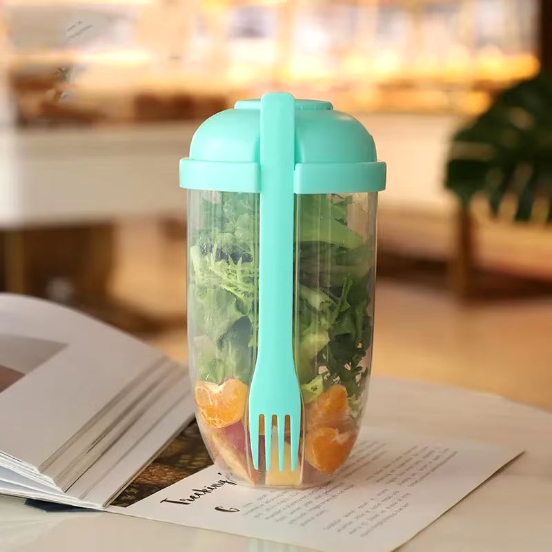 Portable Salad Cup with Fork and Lid Convenient Breakfast Shaker Bottles for Girls and Students Fruit Fat Loss Cup E4U