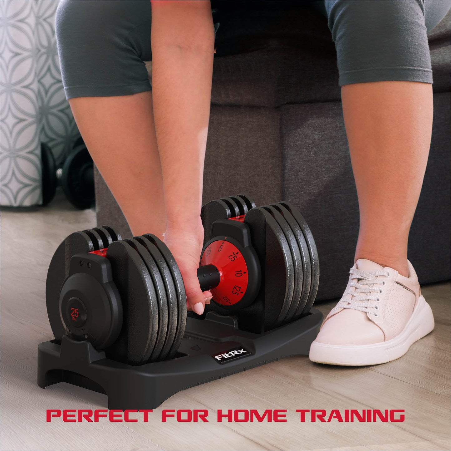 Smartbell, 25Lbs. Quick-Select 9 in 1 Adjustable Dumbbell for Home Gym, 5-25Lbs. Weight in 2.5Lbs Increments E4U