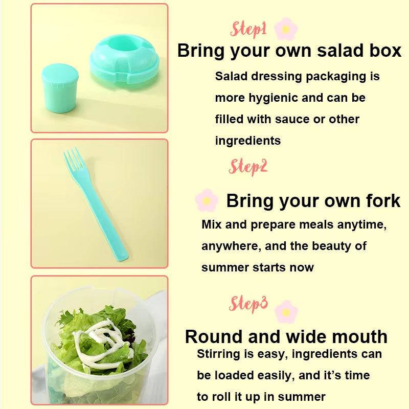 Portable Salad Cup with Fork and Lid Convenient Breakfast Shaker Bottles for Girls and Students Fruit Fat Loss Cup E4U