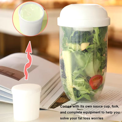 Portable Salad Cup with Fork and Lid Convenient Breakfast Shaker Bottles for Girls and Students Fruit Fat Loss Cup E4U