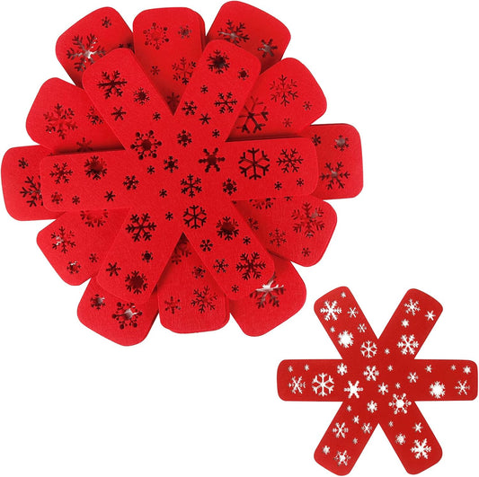 Pan Pot Protectors, 12 Pack Snowflake Felt Pan Protectors for Stacking, 3 Different Size Pan Separators Pads, Red Pan Dividers Protector for Christmas Nonstick Pan & Cookware Storage E4U