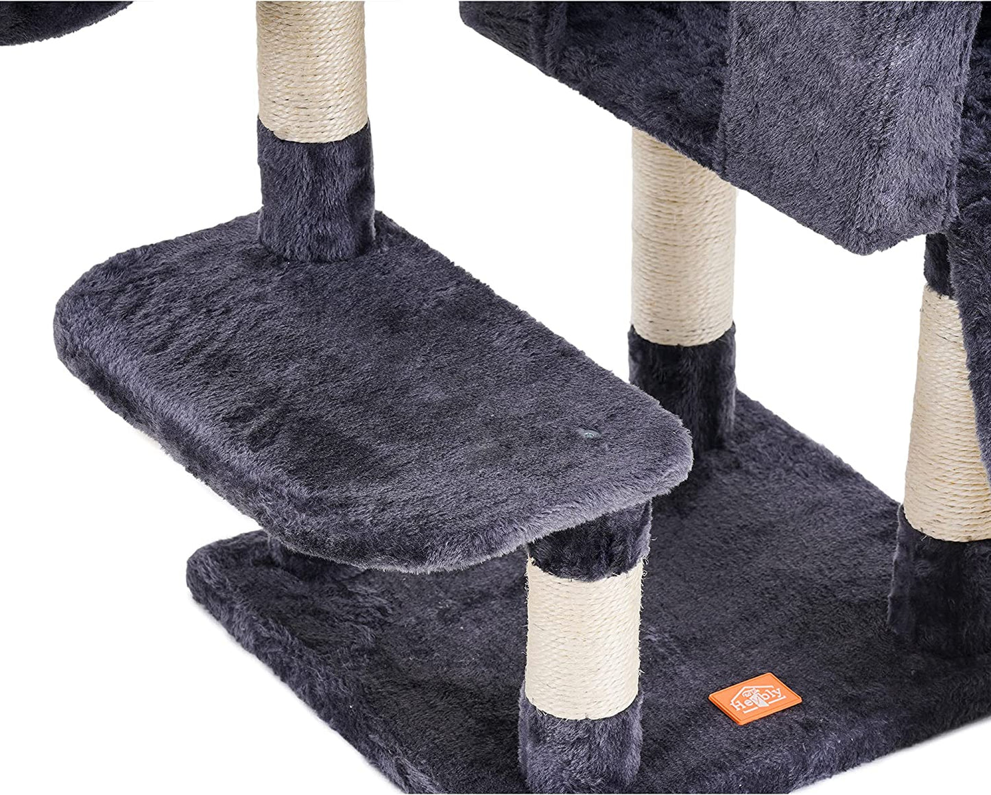 Cat Tree, Cat Tower for Indoor Cats with Scratching Board, Multi-Level Cat Furniture Condo with Feeding Bowl Smoky Gray HCT010G E4U