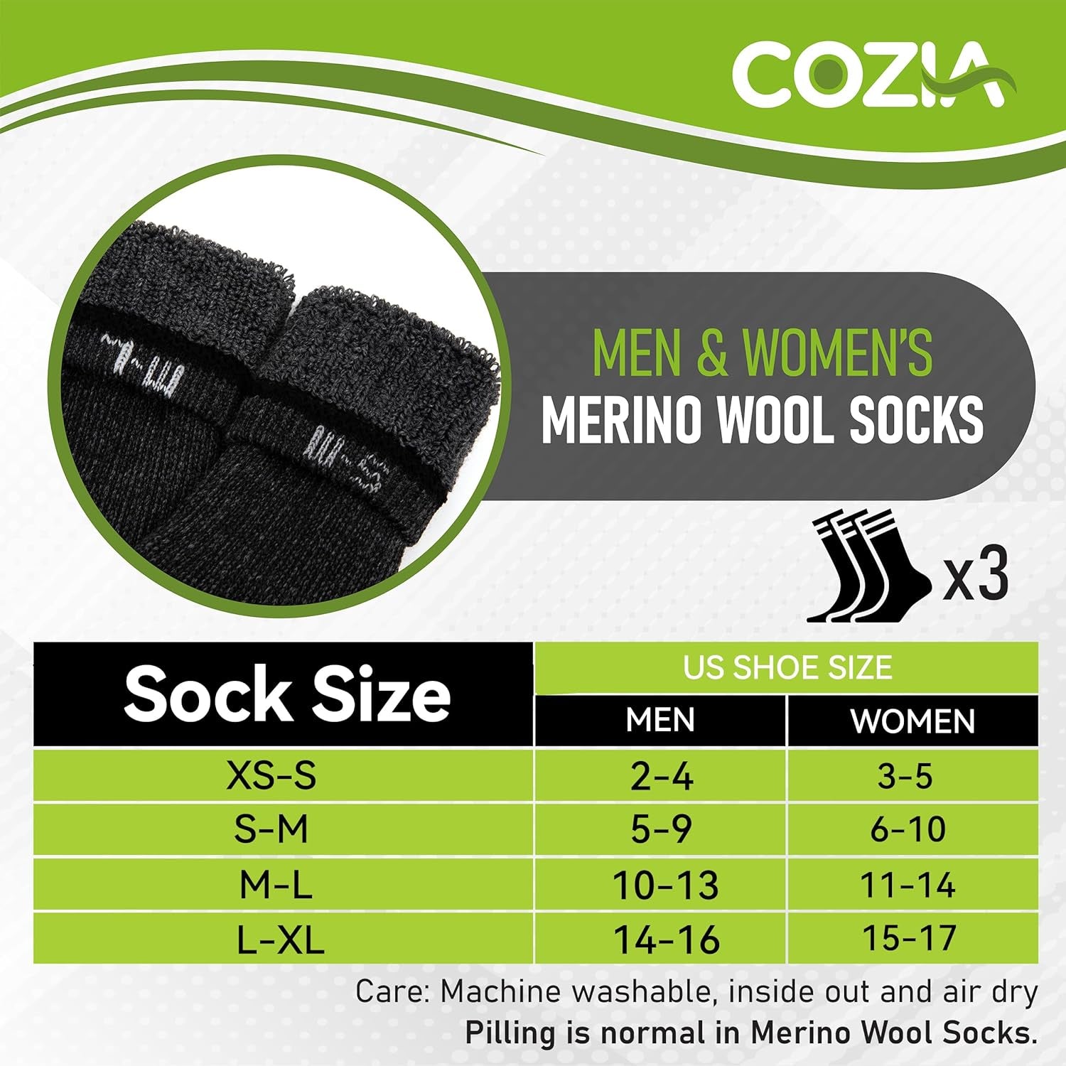 Merino Wool Socks Casual Warm Socks for Winter Cozy Boot Socks for Men & Women E4U