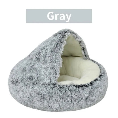 Soft Plush Pet Bed with Cover round Cat Bed Pet Mattress Warm Cat Dog 2 in 1 Sleeping Nest Cave for Small Dogs E4U