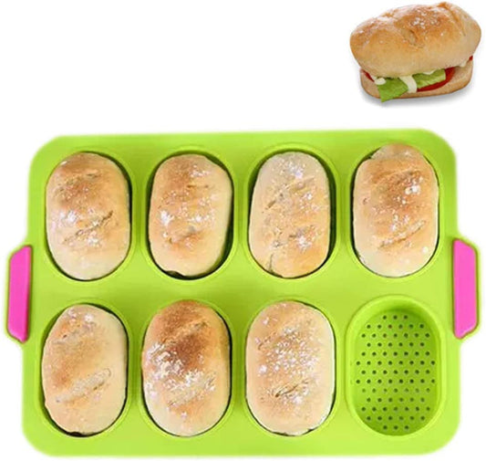 Bread Loaf Pan, French Bread Pan & Brownie Pan & Bunt Cake Pan for Baking Muffin Hamburger Ciabatta Bread, Nonstick Silicone Baking Pan, Perfect Mini Loaf Pan for Homemade Bread Baking E4U E4U