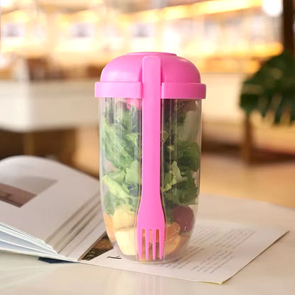 Portable Salad Cup with Fork and Lid Convenient Breakfast Shaker Bottles for Girls and Students Fruit Fat Loss Cup E4U