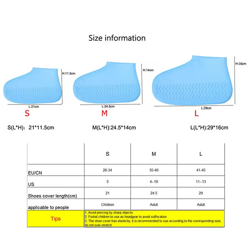 Reusable Waterproof Rain Shoes Covers Silicone Outdoor Rain Boot Overshoes Walking Shoes Accessories Reusable Shoe Cover 1Pair E4U