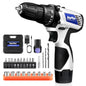 Cordless Drill Driver Kit with Battery,2 in 1 Electric Screwdriver Driver Tool Kit 45 N.M, Dual Speed 3/8 Inch Keyless Chuck E4U