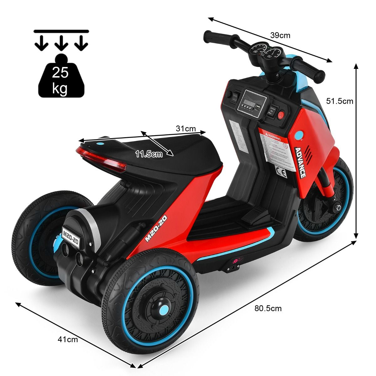 3 Wheels Kids Electric Motorbike with Music E4U