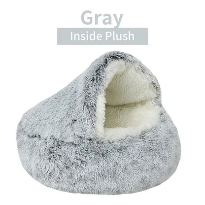 Soft Plush Pet Bed with Cover round Cat Bed Pet Mattress Warm Cat Dog 2 in 1 Sleeping Nest Cave for Small Dogs E4U