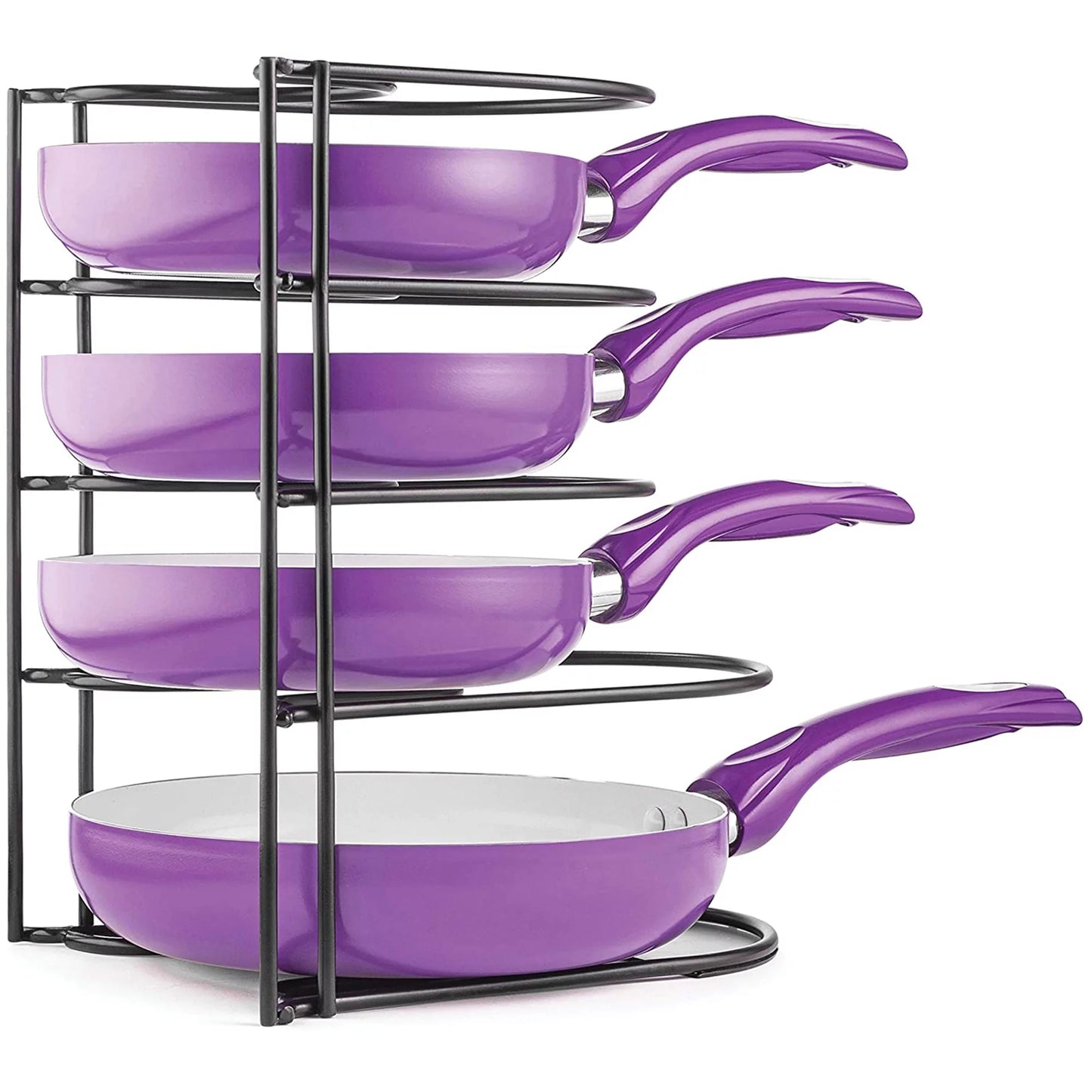 Pots and Pan Organizer 5 Tier Pot Rack Lid Holder for Kitchen Organization Black E4U