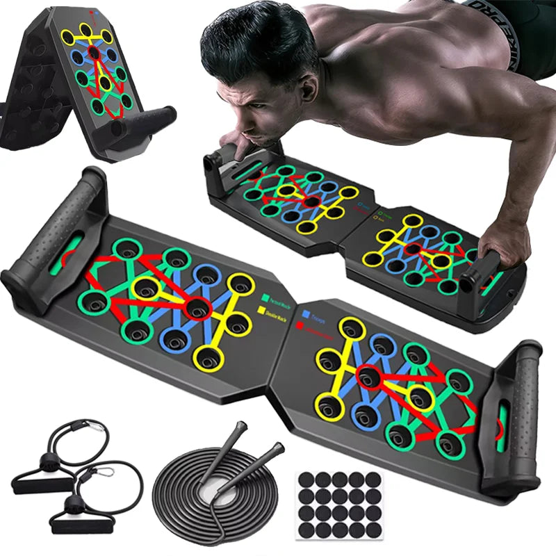 Push-Up Board Set Portable Multifunctional Push-Up Bar Foldable Fitness Equipment for Chest Abdomen Arms/Back Training E4U