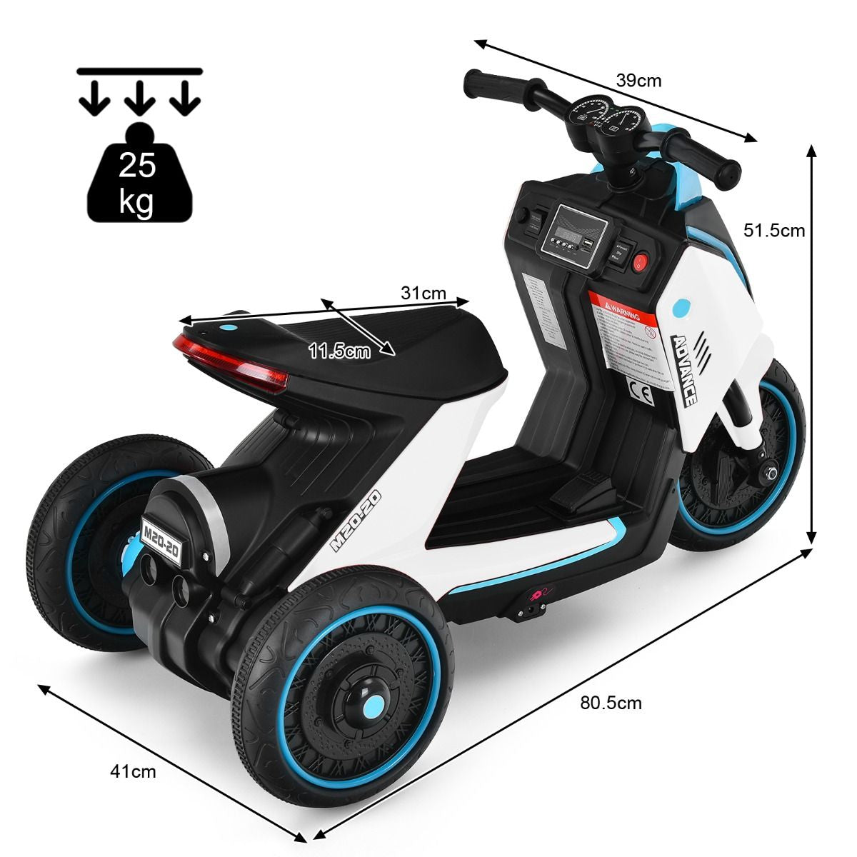 3 Wheels Kids Electric Motorbike with Music E4U