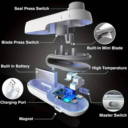 Portable Mini Sealer 2 in 1 Heat Sealer for Snacks Home Use Rechargeable Sealer Vacuum Sealer Snacks Plastic Bag Heat Sealer E4U