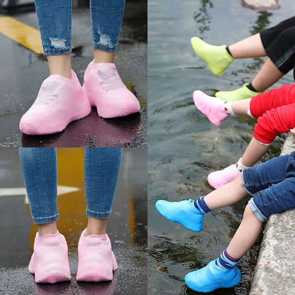 Reusable Waterproof Rain Shoes Covers Silicone Outdoor Rain Boot Overshoes Walking Shoes Accessories Reusable Shoe Cover 1Pair E4U