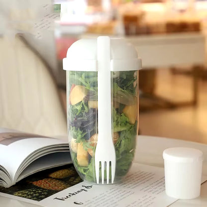 Portable Salad Cup with Fork and Lid Convenient Breakfast Shaker Bottles for Girls and Students Fruit Fat Loss Cup E4U