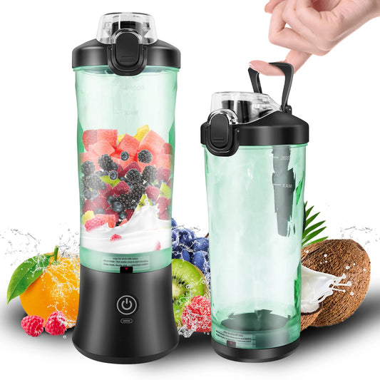 600Ml Portable Mini Blender,Usb Rechargeable Small Smoothie Blender,Large Capacity Travel Blender Portable Smoothies,Blends Ice E4U