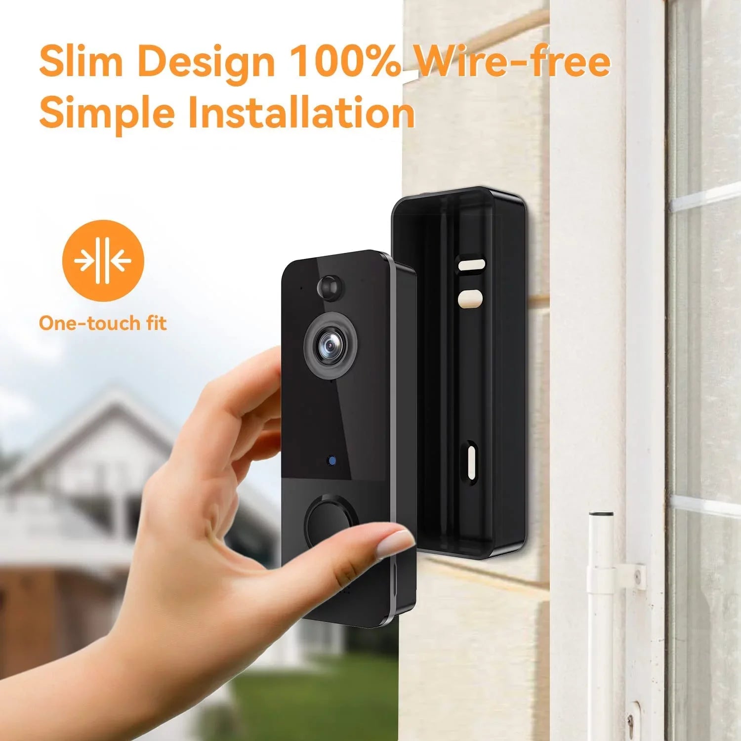 Wireless Doorbell Camera with Chime, Smart Video Doorbell Security Camera with ，Black E4U