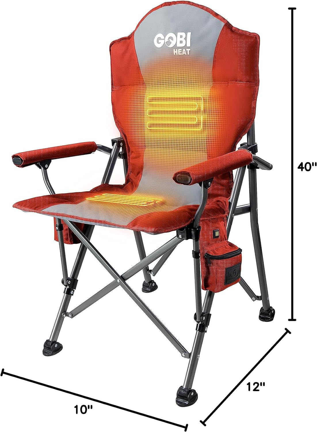 - Terrain Portable Heated Camping Chair - Outdoor Folding Chair with Heated Filling - Winter Camping Essential - 3 Heat Settings (Flare) E4U