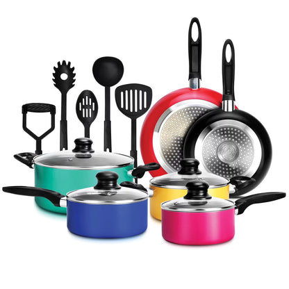 15 Piece Kitchenware Pots & Pans Non-Stick Cookware Set E4U