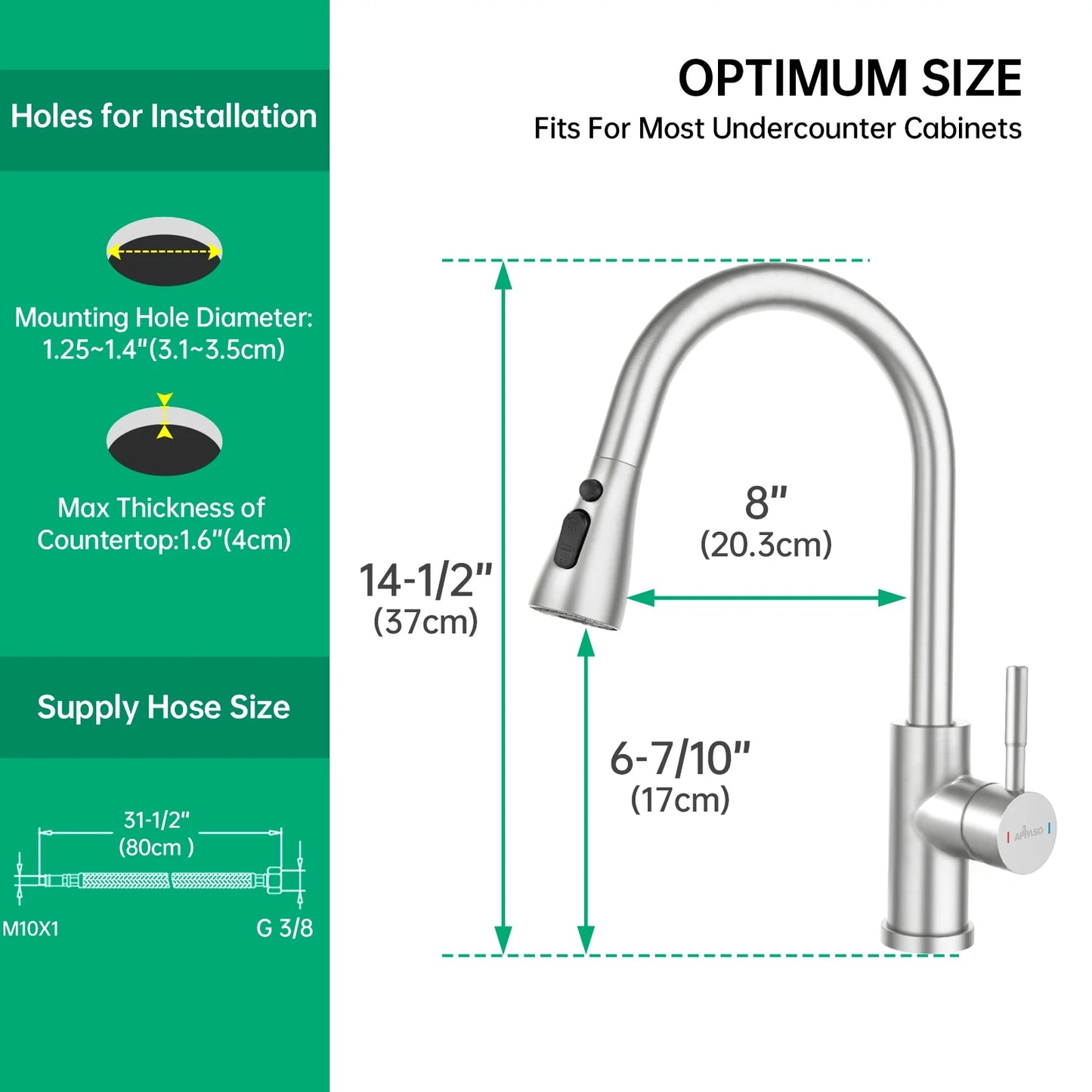 Stainless Steel Kitchen Sink Faucet with Pull down 3 Modes Sprayer, Brushed Nickel Modern Faucet Kitchen with Sprayer, High Arch Faucet for 1 or 2 Hole Sink, APS3001-BN E4U