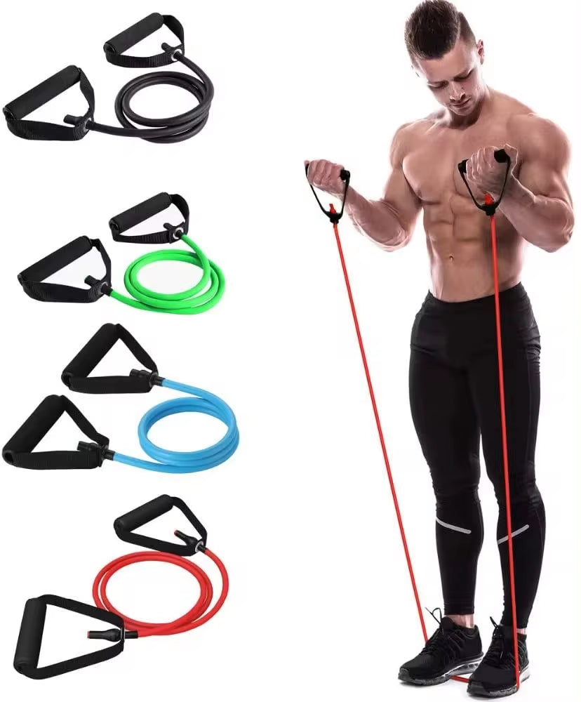 5 Levels Resistance Hot Yoga Pull Rope Bands Handles Elastic Sports Bodybuild Home Gym Workouts Muscle Training Rubber Tube Band E4U