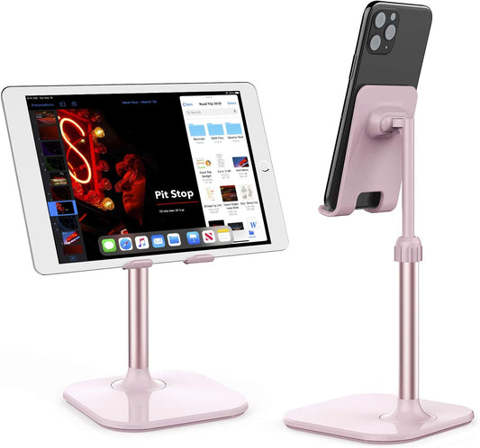 Cell Phone Stand, Phone Stand for Desk, Phone Holder Stand Compatible with Iphone and All Mobile Phones Tablet, Christmas Stocking Stuffers Gifts for Adults Women Men Mom Wife, Pink E4U