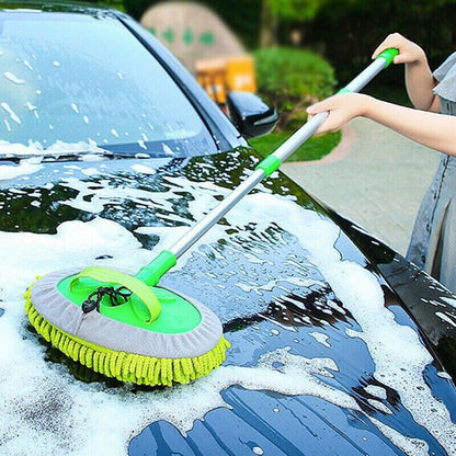 Microfiber Mop Wash Kit Telescopic Car Cleaning Brush with 2 Replacent Header