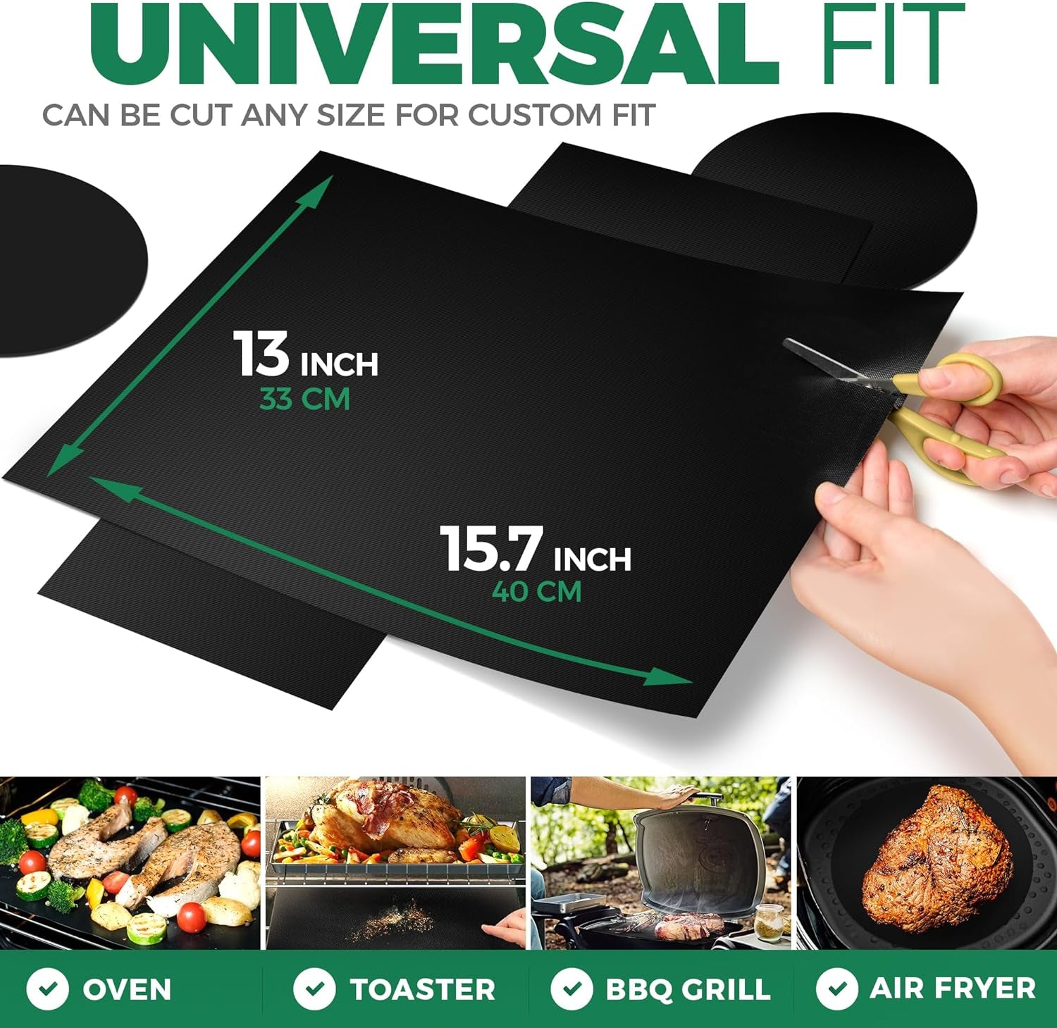 ﻿Oven Liners for Bottom Rack of Electric Gas Oven Reusable - 2X Nonstick Teflon Oven Liners - Heavy Duty Oven Floor Protector Liner - Oven Bottom Mat (2, 15.7X13) E4U E4U