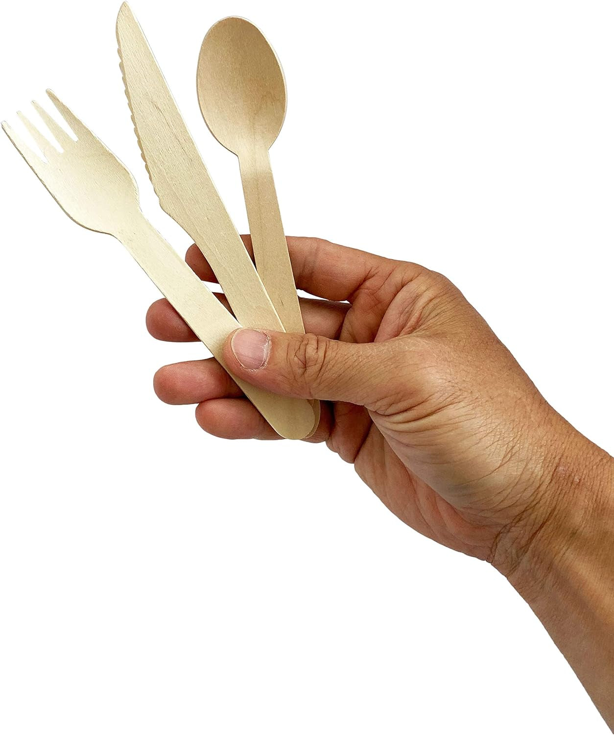 Disposable Birch Wood Cutlery Forks, Biodegradable and Earth Friendly, 6 Inch Length - 1 Pack of 100 Pcs E4U