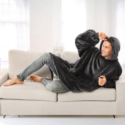 Wearable Blanket Hoodie, Oversized Sherpa Hooded Blanket Sweatshirt, Super Warm and Cozy Hoodie Blanket for Women Men Adults E4U