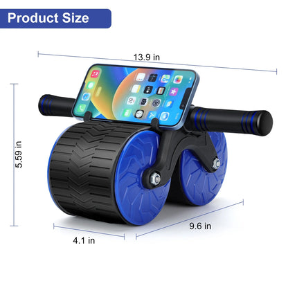 Ab Roller Wheel, Automatic Rebound Abdominal Wheel for Core Strength Training. Abdominal Wheel for Abs Workout Training Muscle Strength at Home Gym - Beginner to Advanced Fitness Equipment E4U