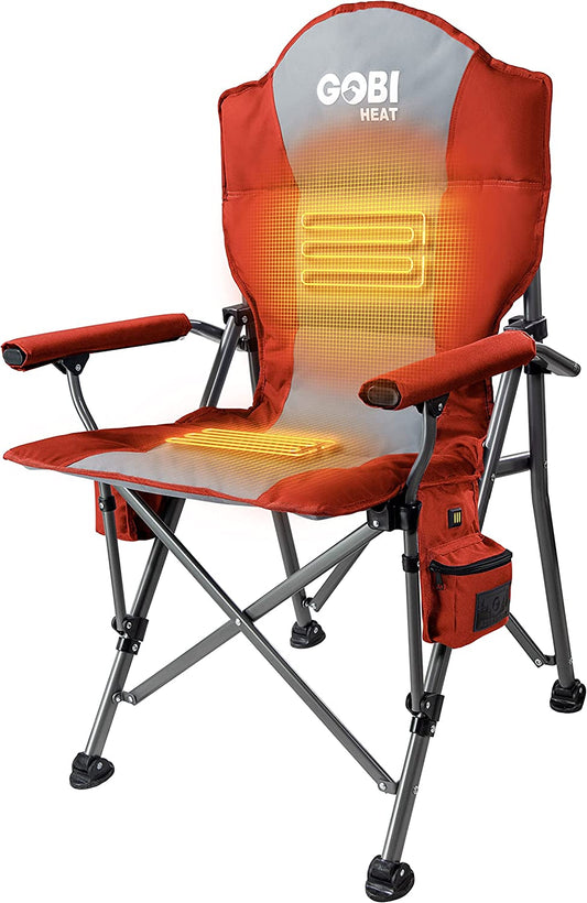 - Terrain Portable Heated Camping Chair - Outdoor Folding Chair with Heated Filling - Winter Camping Essential - 3 Heat Settings (Flare) E4U