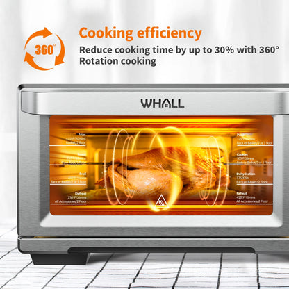 Air Fryer Toaster Oven - 30QT Convection Oven, 11-In-1 Steam Oven, Touchscreen, 4 Accessories E4U