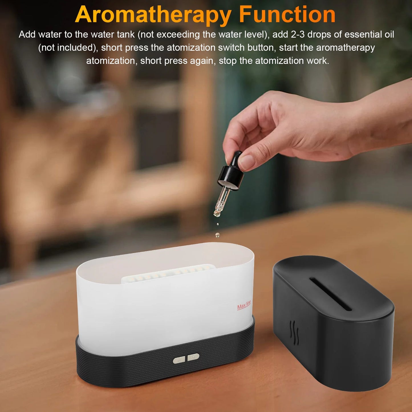 180Ml Flame Air Humidifier Essential Oil Diffuser,  3D USB 7 Color Light Aroma Diffuser for Home, Office, Spa, Gym E4U