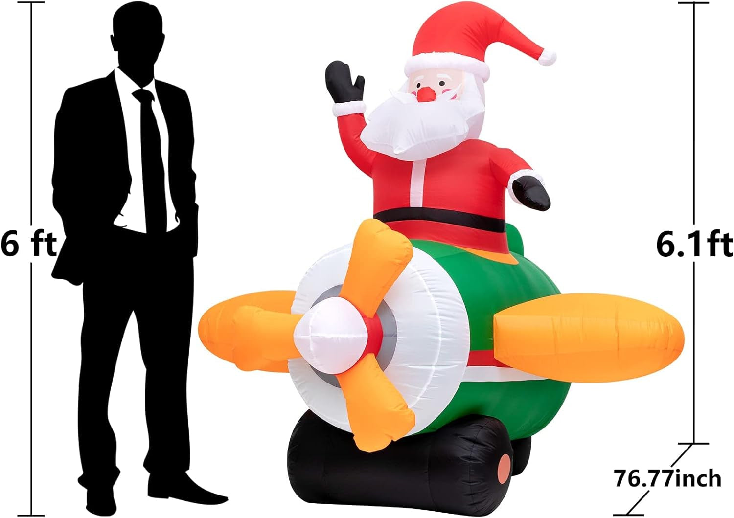 6Ft Christmas Inflatable Santa Claus Airplane with Led Lights Blow-Up Santa Christmas Decorations Outdoor Yard Indoor,Christmas Decoration for Holiday Party Yard Garden E4U