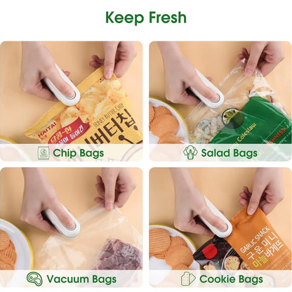 Portable Mini Sealer 2 in 1 Heat Sealer for Snacks Home Use Rechargeable Sealer Vacuum Sealer Snacks Plastic Bag Heat Sealer E4U