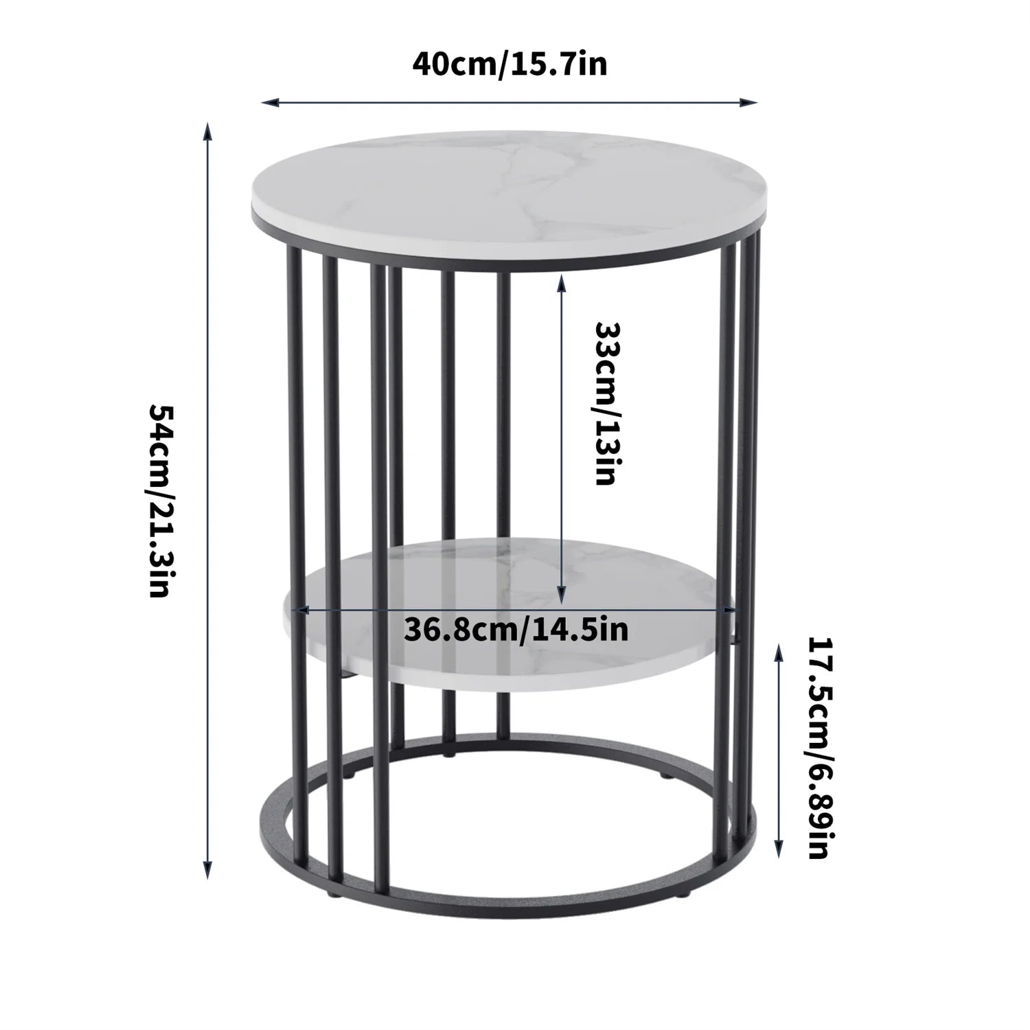 Tall Frame End Table Sintered Stone Tabletop Nightstand Storage Coffee Accent E4U