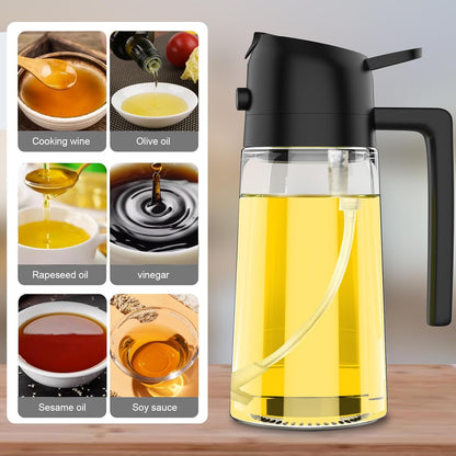 Oil Dispenser Bottle for Kitchen,2 in 1 Oil Dispenser and Oil Sprayer,450Ml Oliv E4U