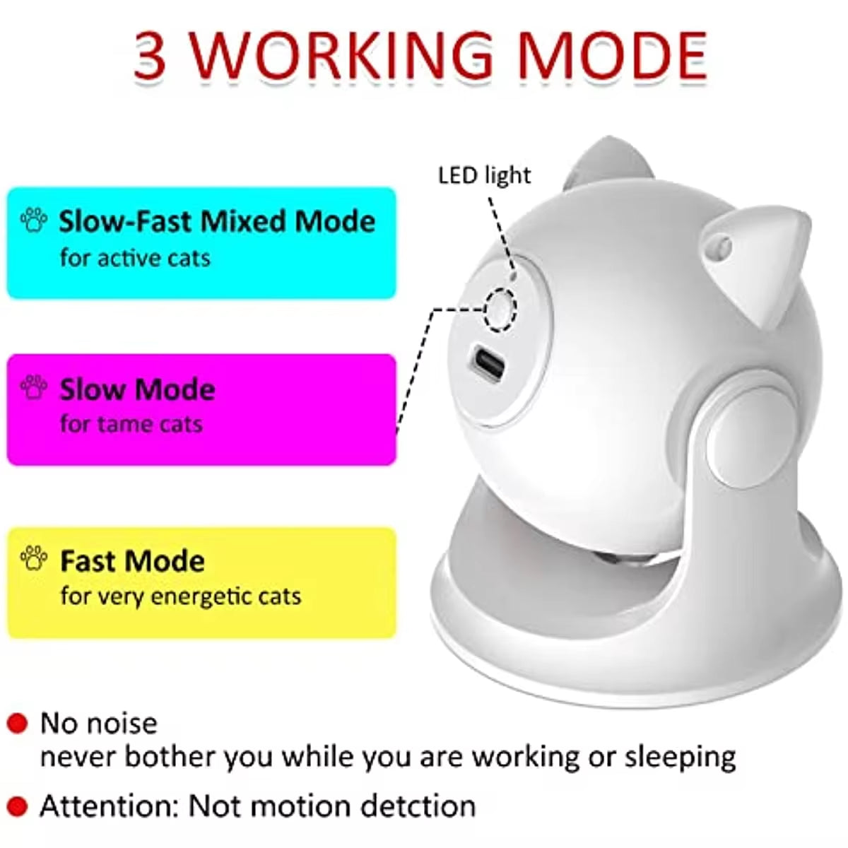 Rechargeable Motion Activated Cat Laser Toy Automatic,Interactive Cat Toys for Indoor Cats/Kittene/Dog,Fast and Slow Mode E4U