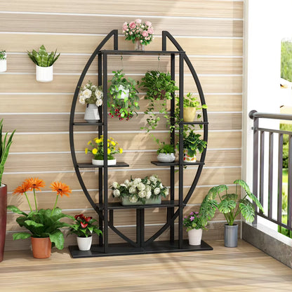 5-Tier Plant Stand Pack of 2, Multi-Purpose Curved Display Shelf Bonsai Flower Plant Stand Rack for Indoor Garden E4U